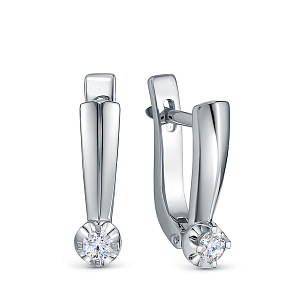 Серьги из белого золота с бриллиантом