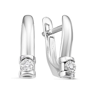 Серьги из белого золота с бриллиантом