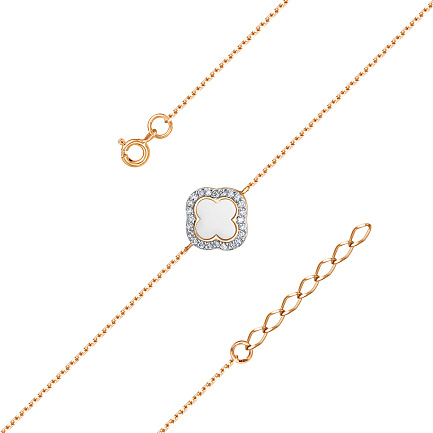 Браслет декоративный из серебра с фианитами