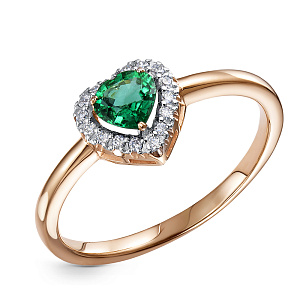 Кольцо помолвочное из красного золота с бриллиантами