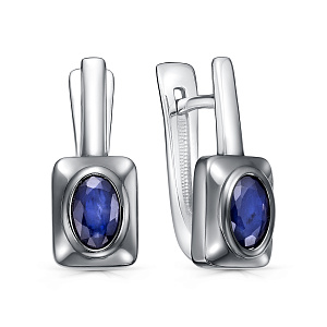Серьги с английским замком из серебра с сапфирами