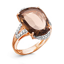 Кольцо из красного золота с бриллиантами, кварцем