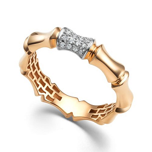 Кольцо из красного золота с бриллиантом