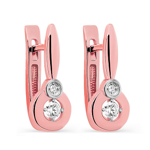 Серьги с английским замком из красного золота с бриллиантами