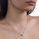Колье из белого золота с топазом и бриллиантами, плетение якорное