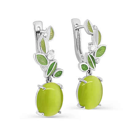 Серьги с английским замком из серебра с фианитами