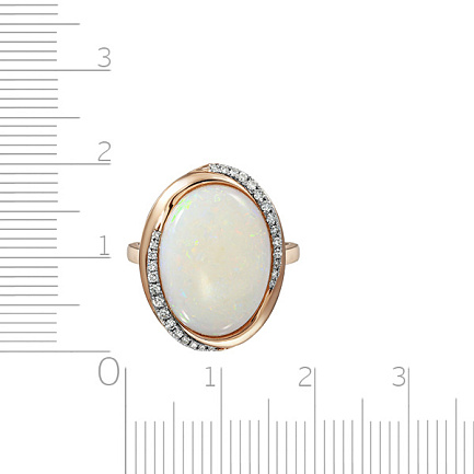 Кольцо из красного золота с бриллиантами, опалом