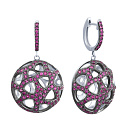 Серьги из белого золота с рубинами