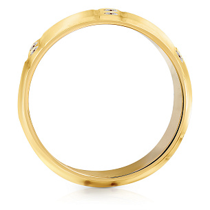 Кольцо обручальное из желтого золота с бриллиантами