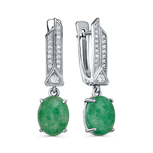 Серьги с английским замком из серебра с кварцем