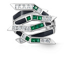 Кольцо из белого золота с бриллиантами, изумрудами