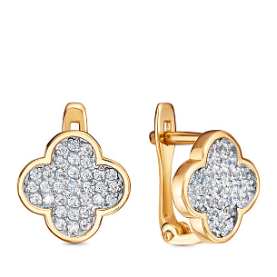 Серьги с английским замком из серебра с фианитом