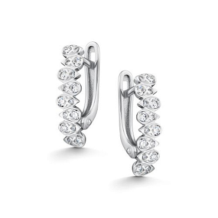 Серьги с английским замком из белого золота с бриллиантами