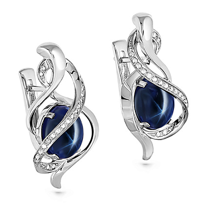 Серьги с английским замком из белого золота с бриллиантами