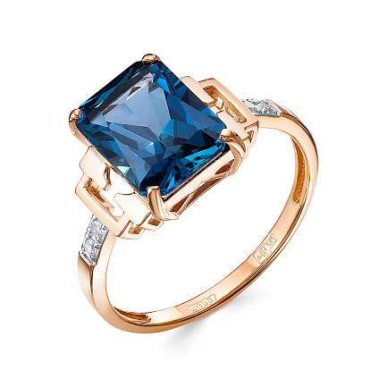 Кольцо из красного золота с бриллиантами, топазом