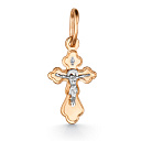 Крест из красного золота с бриллиантом