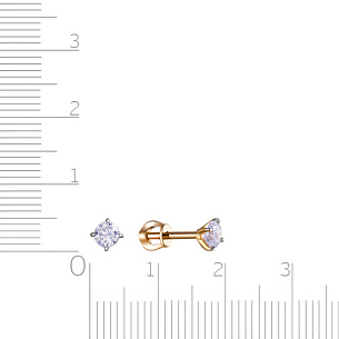 Серьги Пусеты из красного золота с фианитом