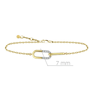 Браслет декоративный из желтого золота с бриллиантами, плетение якорное