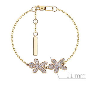 Браслет декоративный из желтого золота с фианитом