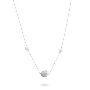 Колье из серебра с циркониями и жемчугами