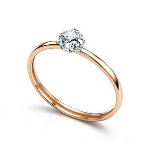 Кольцо из красного золота с бриллиантом