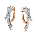 Серьги с английским замком из красного золота с бриллиантами
