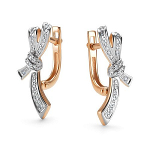 Серьги с английским замком из красного золота с бриллиантами