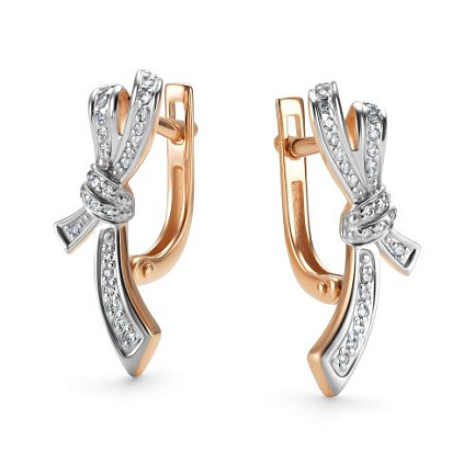 Серьги с английским замком из красного золота с бриллиантами