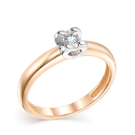 Кольцо из красного золота с бриллиантом