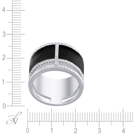 Кольцо из серебра с фианитом, эмалью