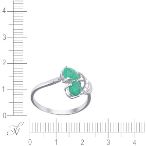 Кольцо из белого золота с бриллиантами, изумрудами