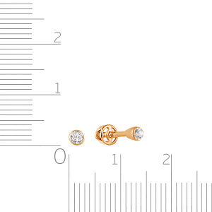 Серьги детские из красного золота с фианитом