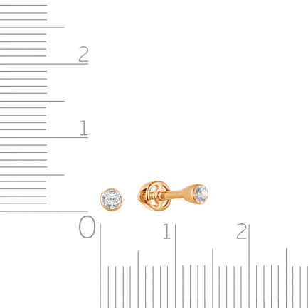 Серьги детские из красного золота с фианитом