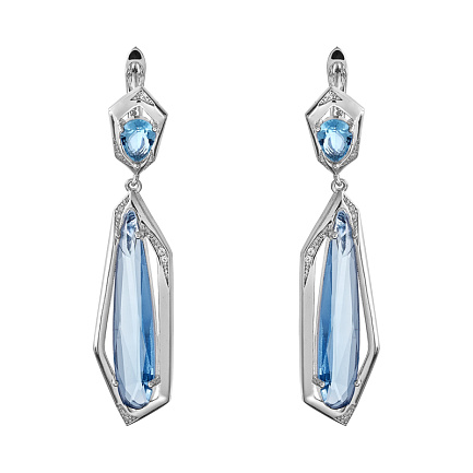 Серьги с английским замком из серебра с ситалами