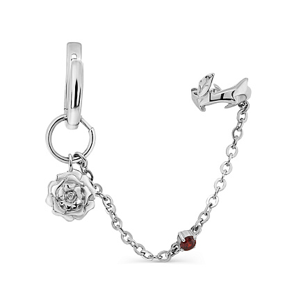 Моносерьга из серебра с фианитом