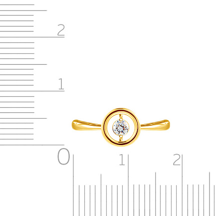 Кольцо из желтого золота с фианитом