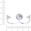 Кольцо из серебра с жемчугом, фианитом