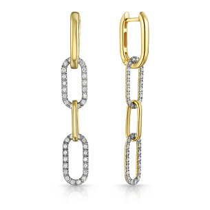 Серьги с английским замком из желтого золота с бриллиантами