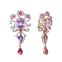 Серьги из красного золота с бриллиантами, аметистами