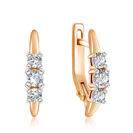 Серьги из красного золота с фианитом