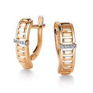 Серьги с английским замком из красного золота с бриллиантами