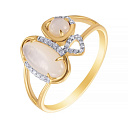 Кольцо из желтого золота с бриллиантами, перламутром