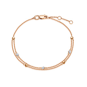 Браслет из красного золота с бриллиантом