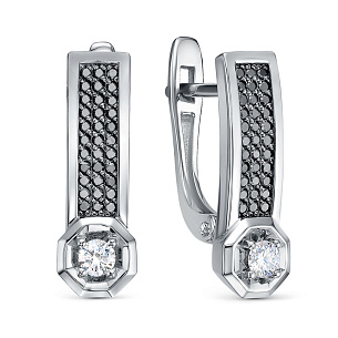 Серьги с английским замком из платины с бриллиантом