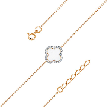 Браслет декоративный из серебра с фианитами