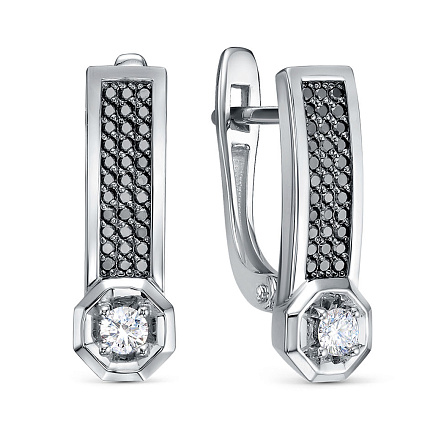 Серьги с английским замком из платины с бриллиантами