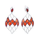 Серьги с агатом, фианитом из серебра