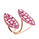 Кольцо из красного золота с бриллиантами, сапфирами