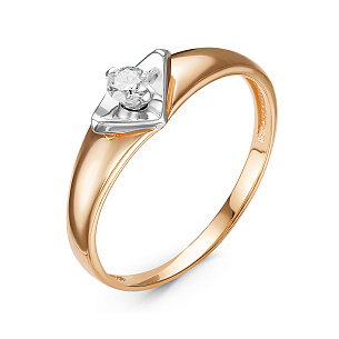 Кольцо из красного золота с бриллиантом