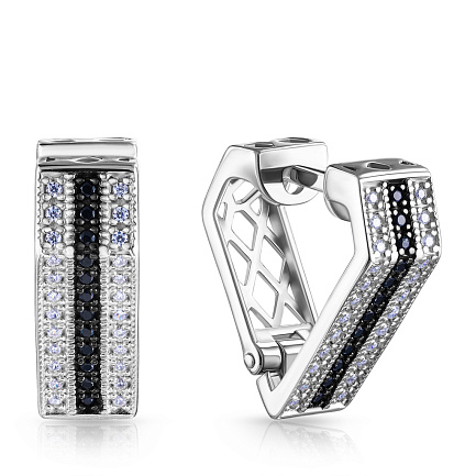 Серьги из серебра с фианитом